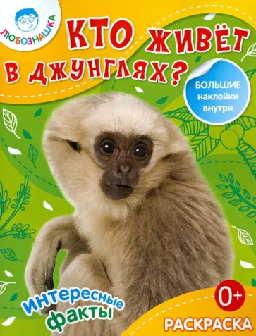 Кто живет в джунглях?  Раскраска + большие наклейки внутри обложка книги
