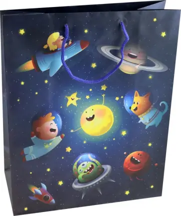 Пакет подарочный Веселый космос обложка книги