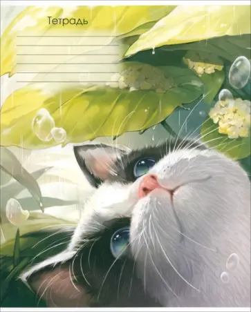 Тетрадь Лучезарный кот, 18 листов, клетка, в ассортименте обложка книги