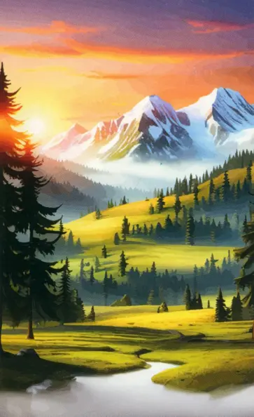 Алмазное панно на подвесе Величие гор на закате обложка книги