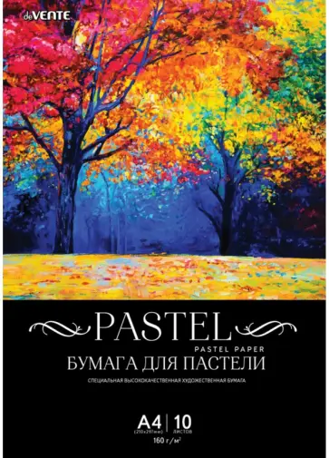 Бумага для пастели, А4, 10 листов, черная обложка книги