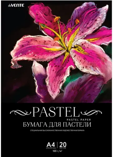 Бумага для пастели, А4, 20 листов, черная обложка книги