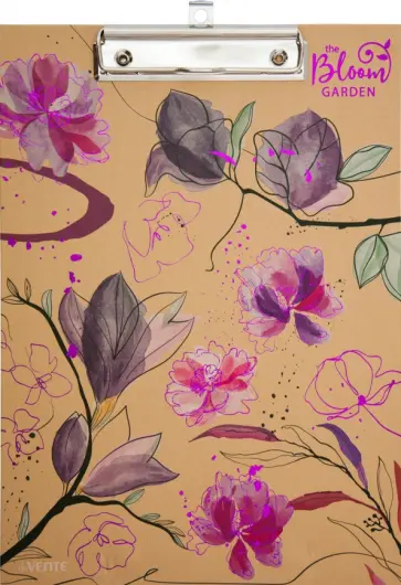 Папка-клипборд Bloom Garden, A4, фиолетовая Папка-клипборд Bloom Garden, A4, фиолетовая обложка книги