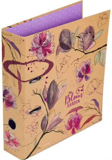 Папка с арочным механизмом Bloom Garden, A4, 75 мм, фиолетовая обложка книги