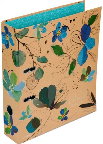 Папка с арочным механизмом Bloom Garden, A4, 75 мм, синяя обложка книги