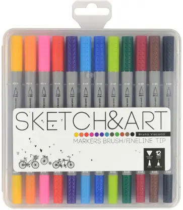 Набор двусторонних скетч-маркеров Sketch&Art, 12 цветов обложка книги