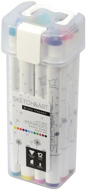 Набор двусторонних скетч-маркеров Sketch&Art, 12 цветов обложка книги