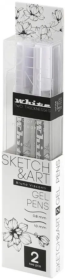 Ручка гелевая Sketch&Art UniWrite. White, белая, 2 штуки обложка книги