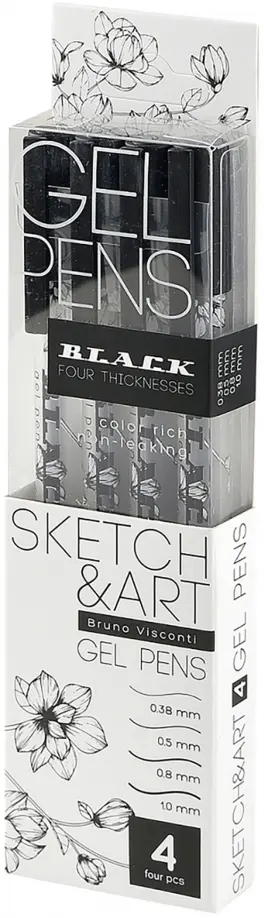Ручка гелевая Sketch&Art UniWrite. Black, черная, 4 штуки обложка книги