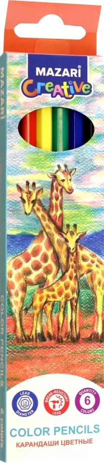 Карандаши цветные Wildlife, пластиковые, 6 цветов обложка книги