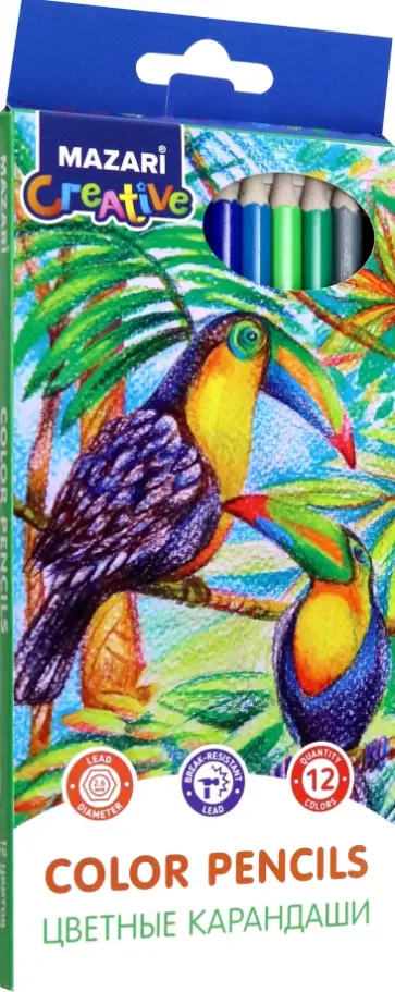 Карандаши цветные Wildlife, пластиковые, 12 цветов обложка книги