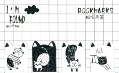 Набор закладок магнитных Котики, 4 штуки, в ассортименте обложка книги