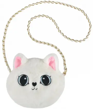 Сумочка для девочки плюшевая Кошечка, белая обложка книги