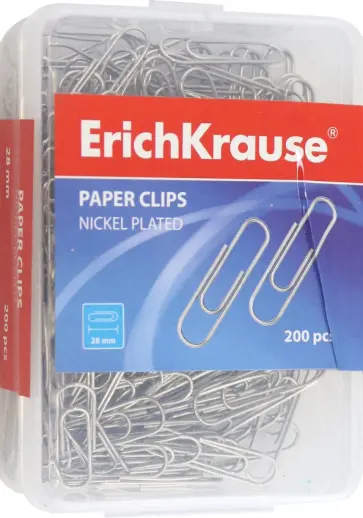 Скрепки металлические, 28 мм, 200 штук Скрепки металлические, 28 мм, 200 штук обложка книги