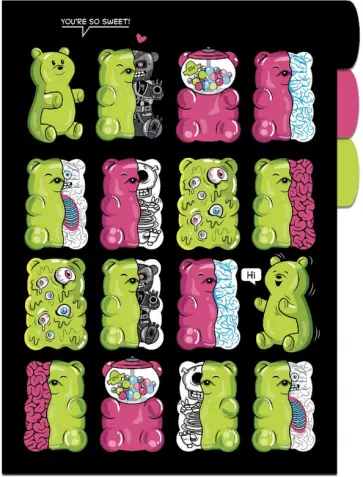 Папка-уголок для документов пластиковая Желейные мишки, А4 обложка книги