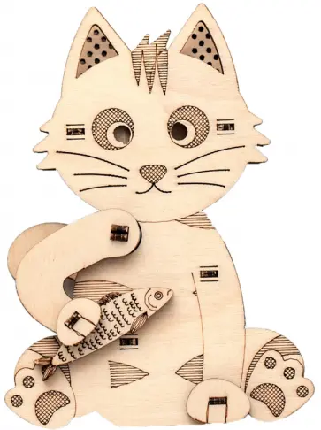 Деревянный конструктор, 3D пазл Кот Фин обложка книги