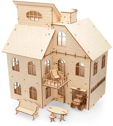 Сборная модель из дерева 3D Кукольный дом с лифтом Сборная модель из дерева 3D Кукольный дом с лифтом обложка книги