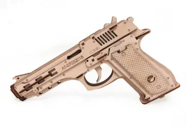 Конструктор 3D деревянный Пистолет-резинкострел с мишенями обложка книги