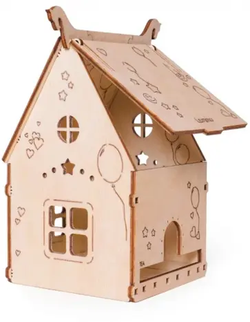 Деревянный конструктор Домик Подарочный для конфет, чайных пакетиков обложка книги
