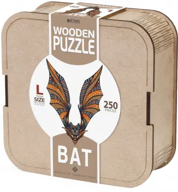 Деревянный, фигурный пазл Летучая Мышь L Деревянный, фигурный пазл Летучая Мышь L обложка книги