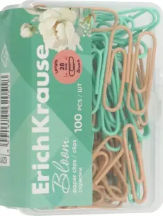 Скрепки металлические с виниловым покрытием Pastel Bloom, 28 мм, 100 штук, ассорти обложка книги