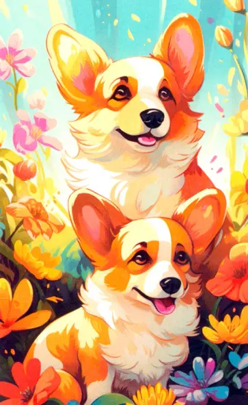 Алмазное панно на подвесе Цветочные корги обложка книги