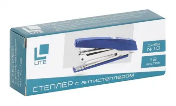 Степлер Lite №10, до 12 листов, пластик, синий Степлер Lite №10, до 12 листов, пластик, синий обложка книги