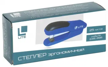 Степлер Lite №24/6, 26/6, до 25 листов, пластик, синий Степлер Lite №24/6, 26/6, до 25 листов, пластик, синий обложка книги
