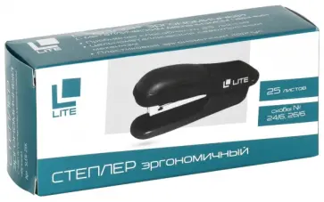 Степлер Lite №24/6, 26/6, до 25 листов, пластик, черный Степлер Lite №24/6, 26/6, до 25 листов, пластик, черный обложка книги