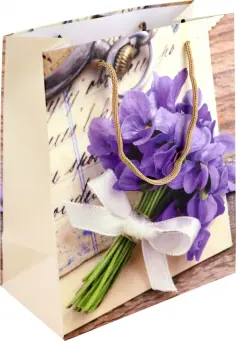 Пакет подарочный Фиалки, M обложка книги