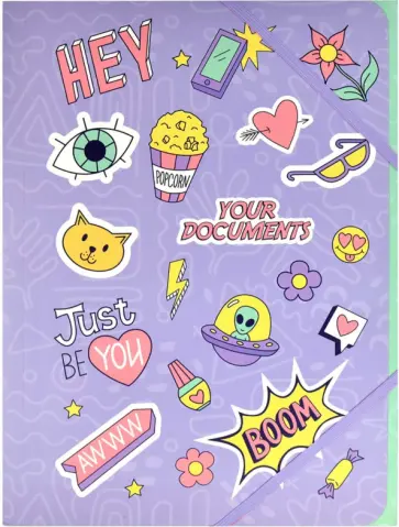 Папка для документов картонная Яркие стикеры, А4+ обложка книги