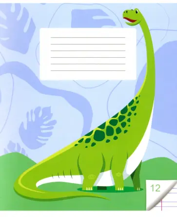 Тетрадь Динозаврики, 12 листов, узкая линия, в ассортименте обложка книги