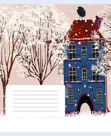 Тетрадь Зимний пейзаж, 24 листа, клетка, в ассортименте обложка книги