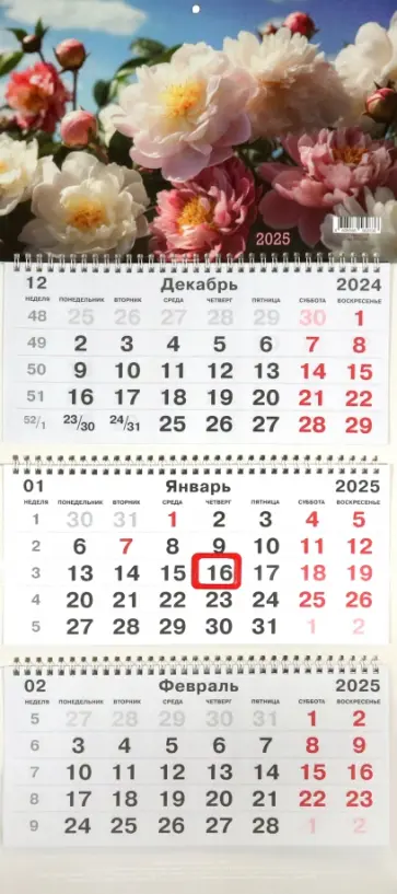 Календарь на 2025 год трехблочный Пионы Календарь на 2025 год трехблочный Пионы обложка книги