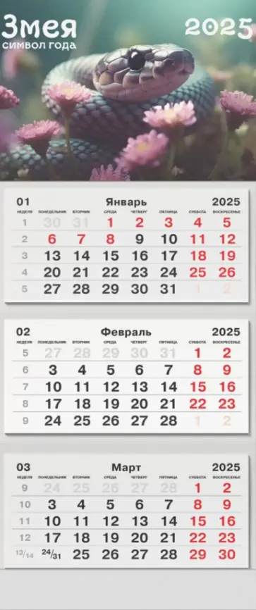 Календарь на 2025 год трехблочный Символ года. 1 Календарь на 2025 год трехблочный Символ года. 1 обложка книги