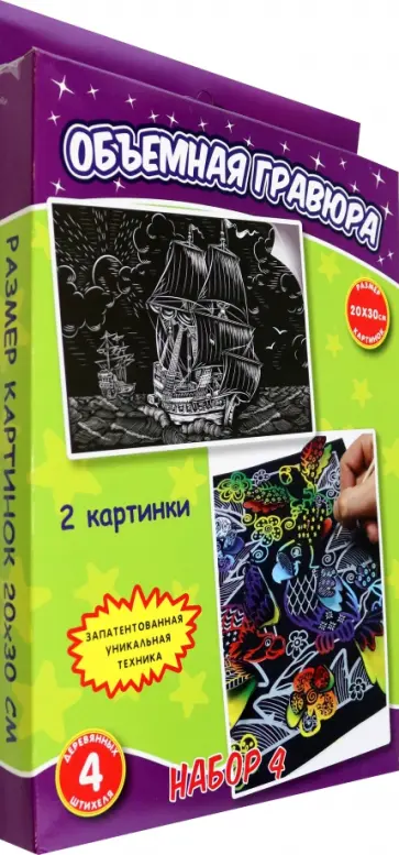 Объёмная гравюра Попугай + Корабль обложка книги