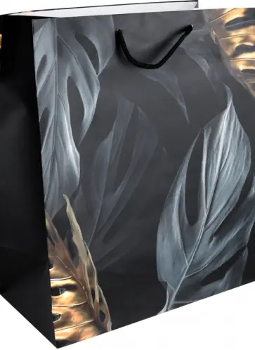 Пакет подарочный Листья на черном обложка книги