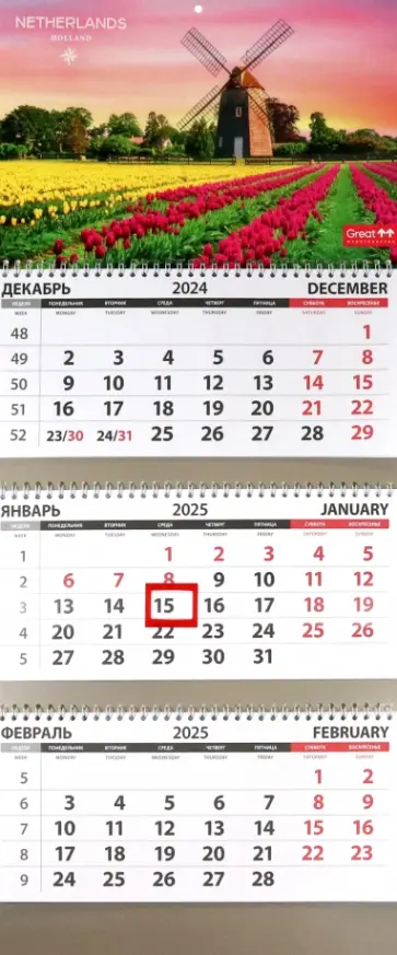 Календарь квартальный на 2025 год Путешествия. Нидерланды Календарь квартальный на 2025 год Путешествия. Нидерланды обложка книги