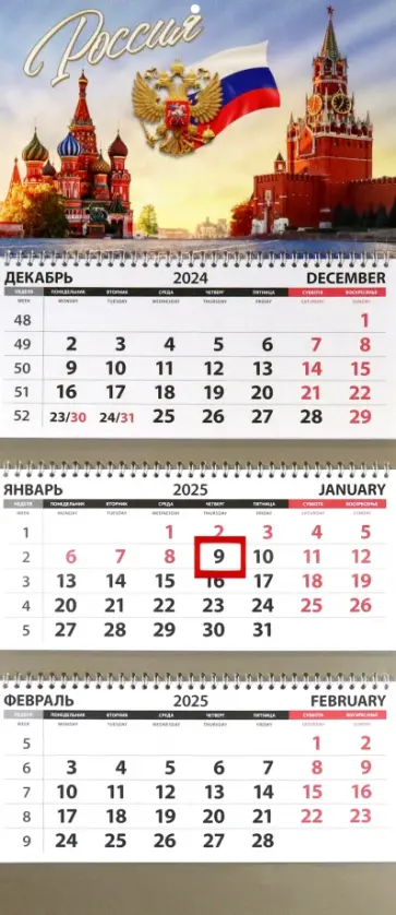 Календарь квартальный на 2025 год Россия. Собор и Кремль Календарь квартальный на 2025 год Россия. Собор и Кремль обложка книги