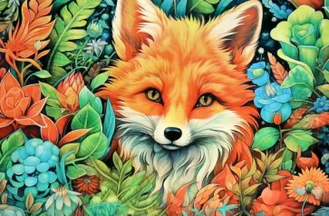 Алмазная мозаика на подрамнике Лиса, частичная выкладка обложка книги