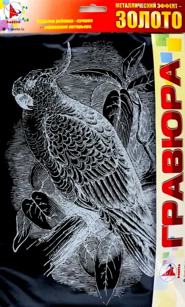 Гравюра Попугай, золото обложка книги