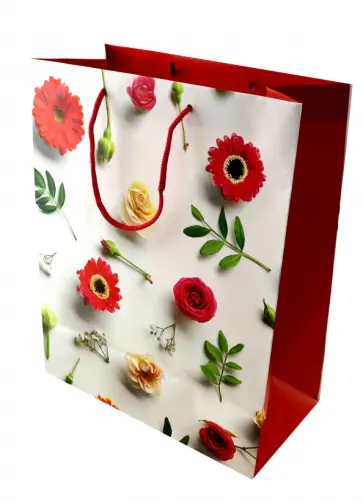 Пакет подарочный Цветы на белом обложка книги