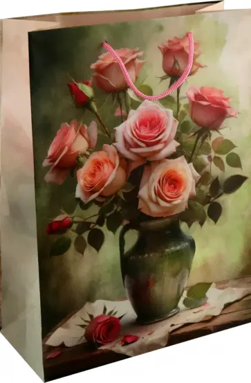 Пакет подарочный Персиковые розы обложка книги