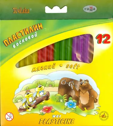 Пластилин восковой "Пчелка" (12 цветов) (280032) обложка книги