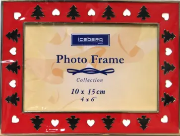 Фоторамка JPF-N15C, металл, красный (Елочки) обложка книги