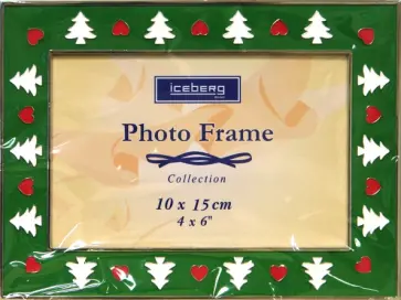 Фоторамка JPF-N15B, металл, зеленый (Елочки) обложка книги