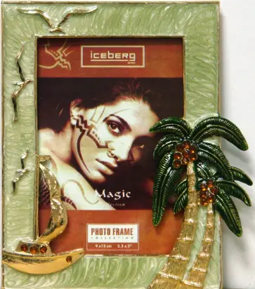 Фоторамка F185355G-1, металл (Пальма, чайки) обложка книги