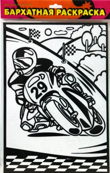 Бархатная раскраска. Мотогонщик обложка книги