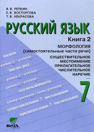 Репкин, Восторгова - Русский язык. Учебник для 7 класса общеобразовательных учреждений: в 2-х книгах. Книга 2. Морфология Репкин, Восторгова - Русский язык. Учебник для 7 класса общеобразовательных учреждений: в 2-х книгах. Книга 2. Морфология обложка книги