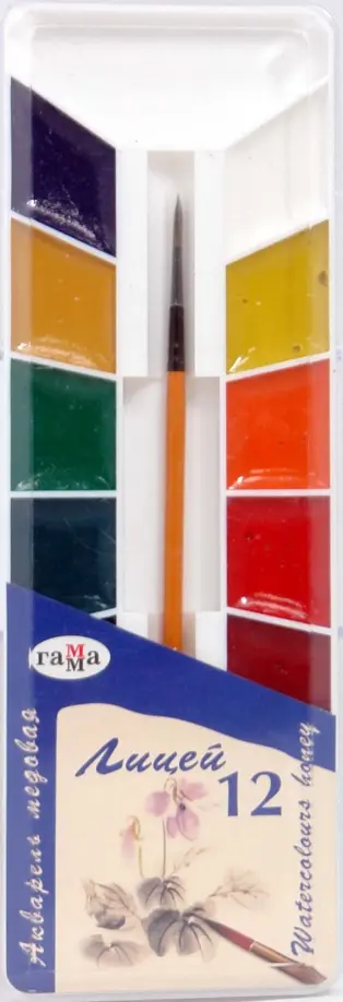 Краски акварель медовые "Лицей" 12 цветов (212066) обложка книги